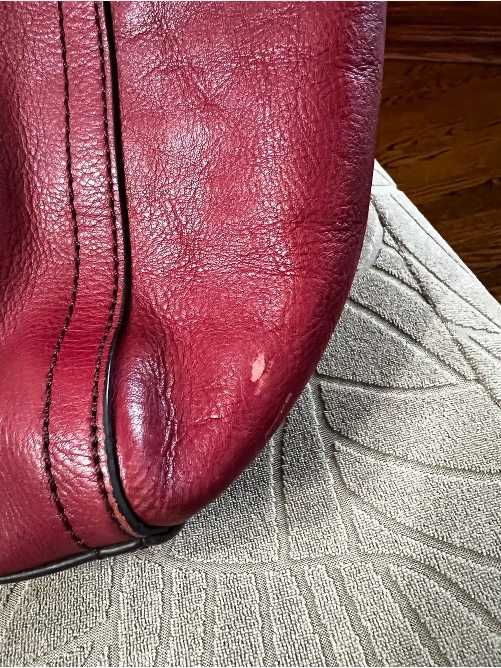 Fossil Burgundy Leather Tote with Key Charm - Picture 3 of 5